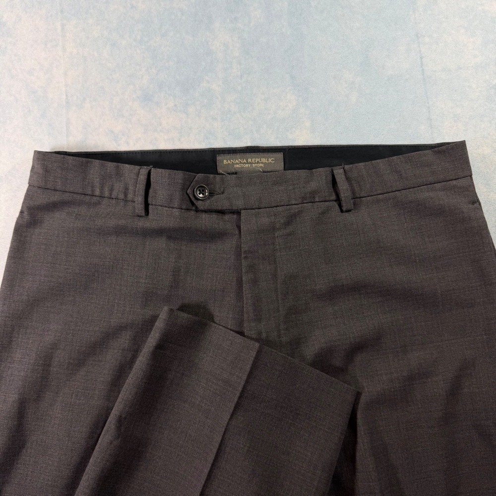 Banana Republic Dress Pants Mens 34/32 Gray Excellent Wool Blend Flat Front